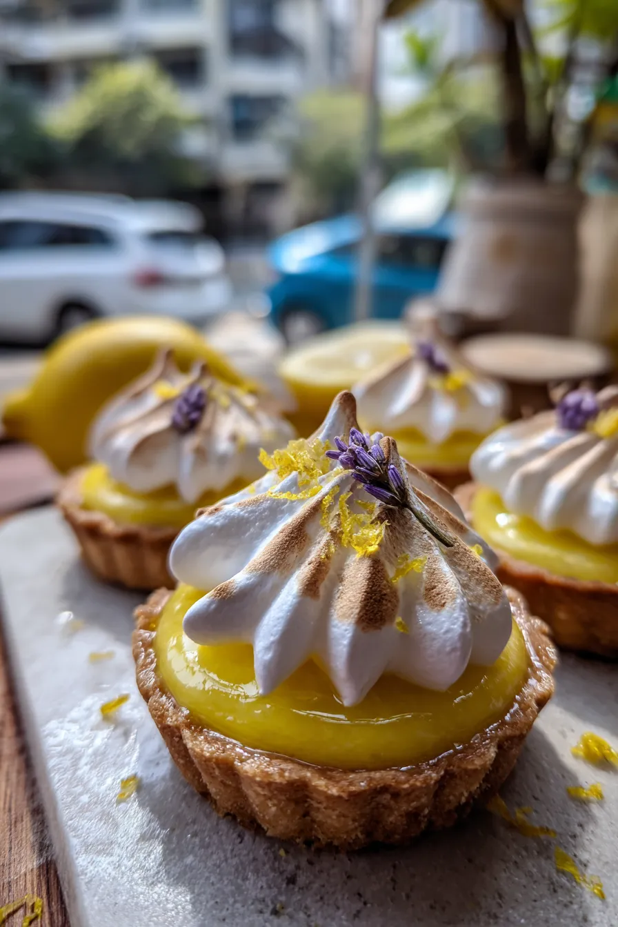 Mini Lemon Tarts with Lilac Meringue