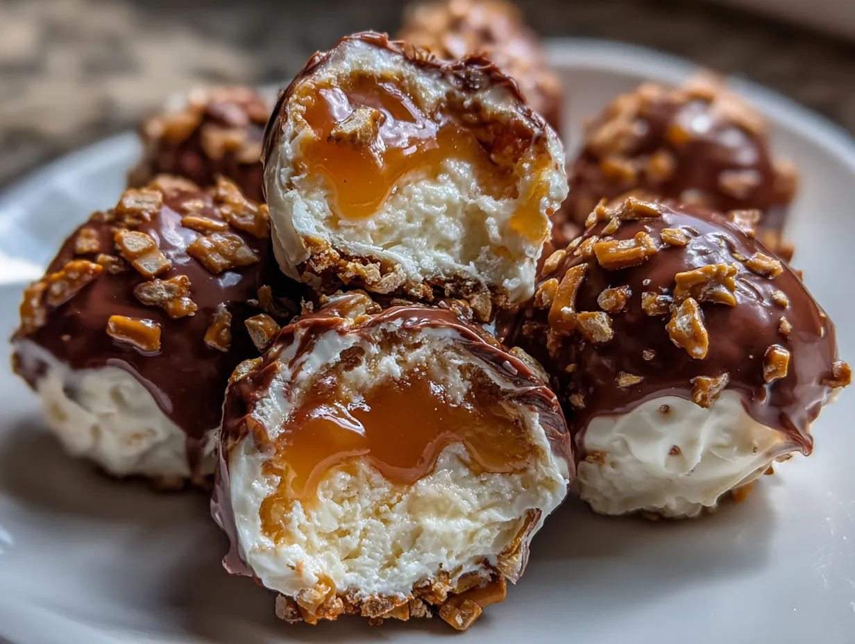 Salted Caramel Pretzel Cheesecake Balls