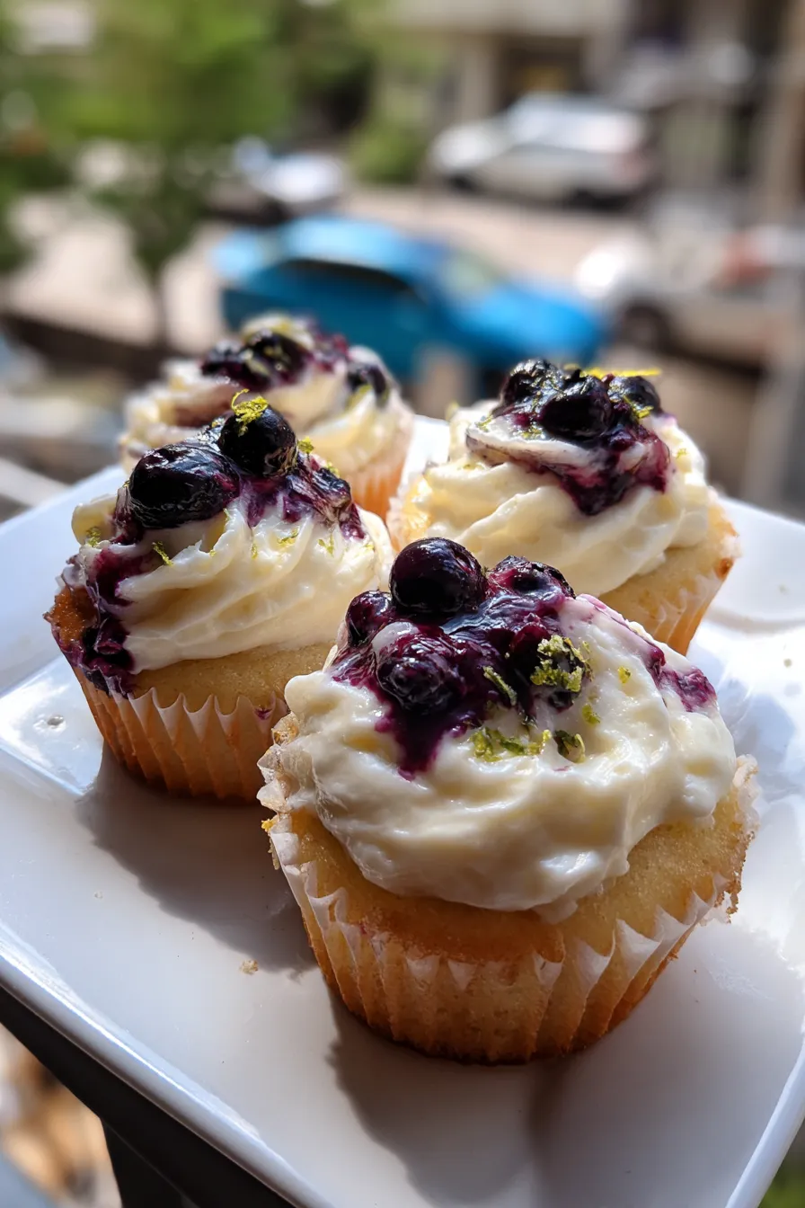 Lemon Cupcakes with Lemon Blueberry Frosting
