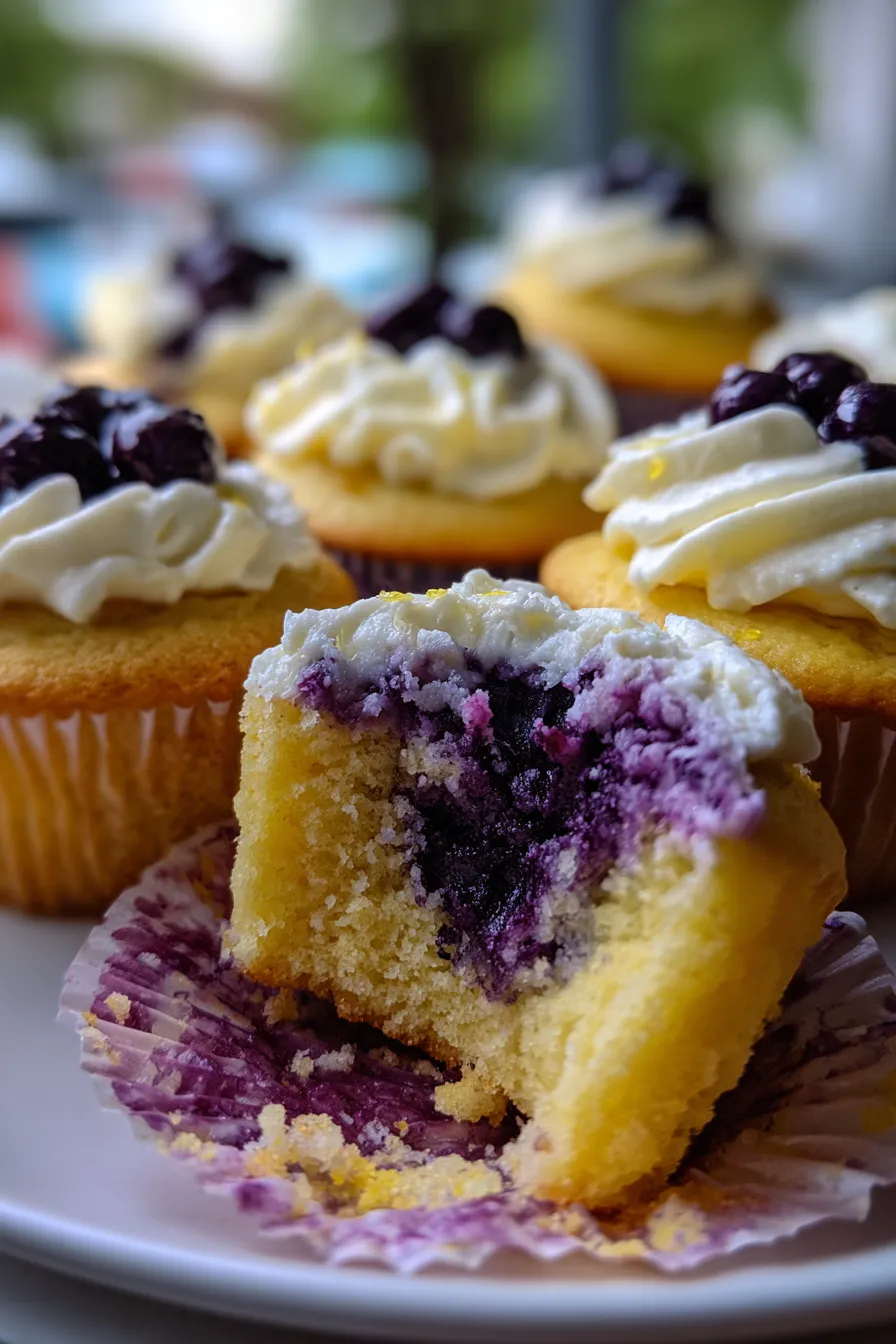 Lemon Cupcakes with Lemon Blueberry Frosting