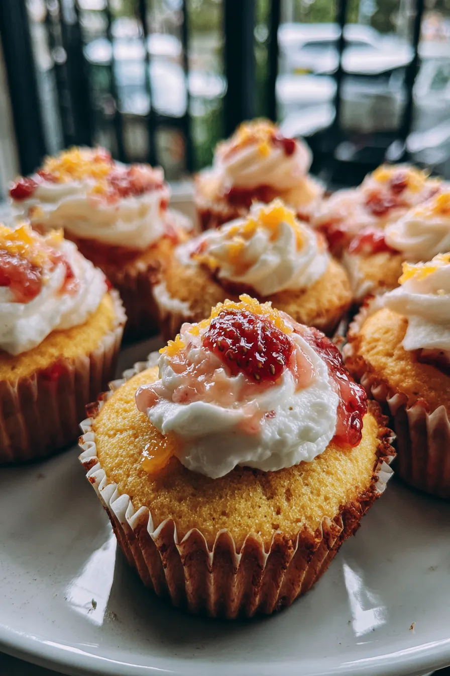 Mango Strawberry Sunset Cupcakes