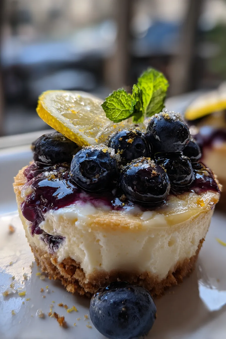 Mini Lemon Blueberry Cheesecakes