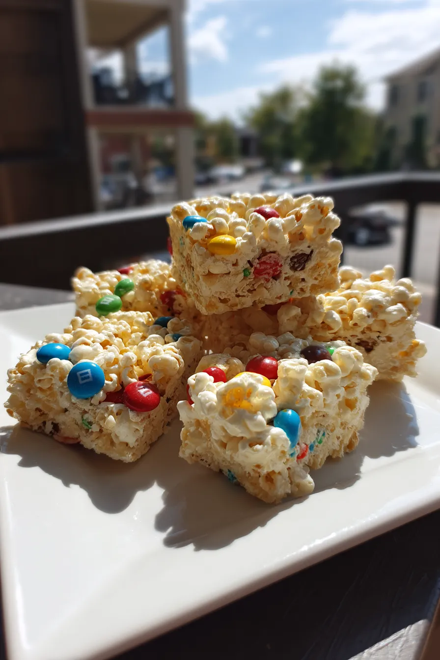 Simple Popcorn Bars with M&Ms