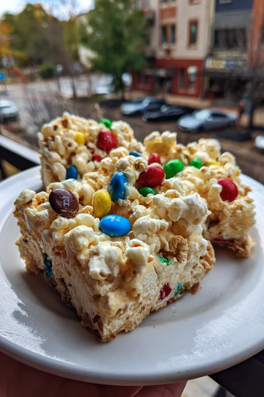 Simple Popcorn Bars with M&Ms