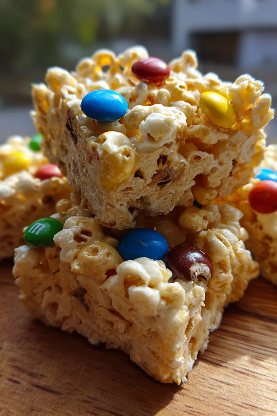 Simple Popcorn Bars with M&Ms