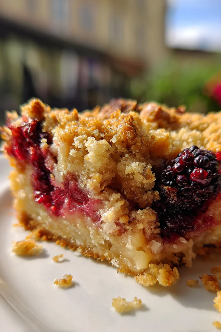 apple and blackberry crumble cake