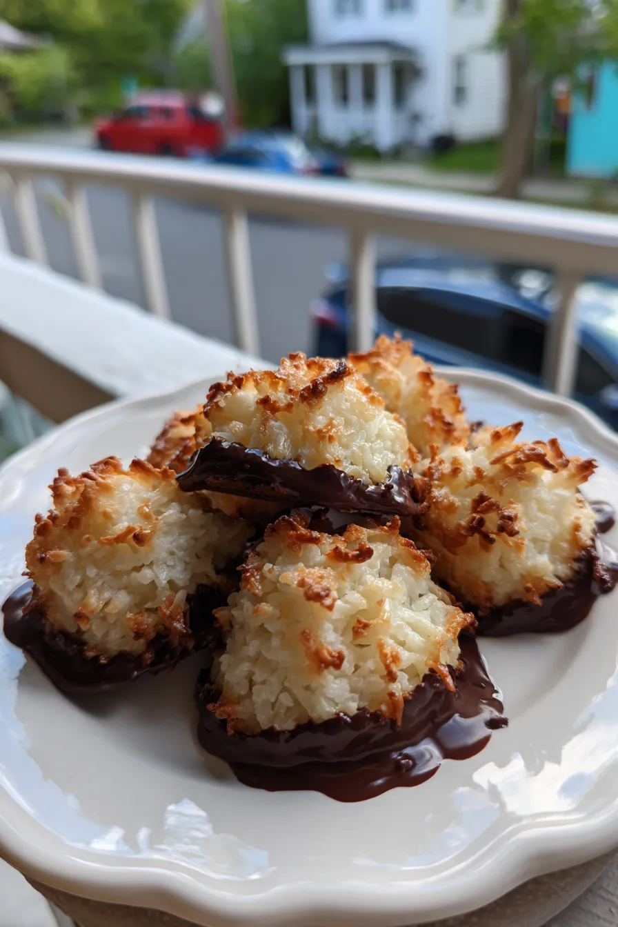 chocolate dipped coconut macaroons