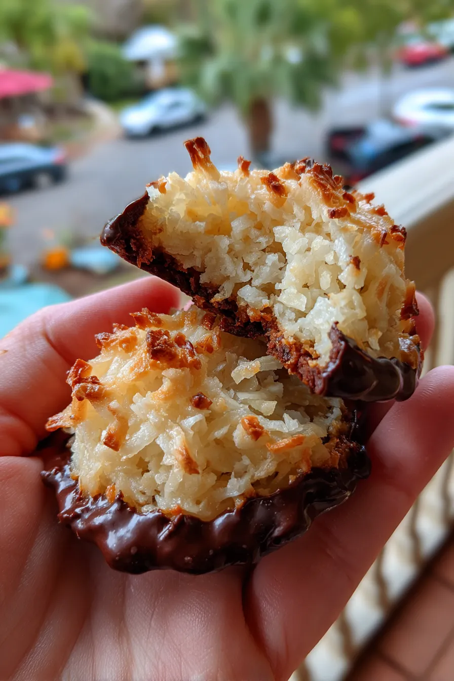 chocolate dipped coconut macaroons