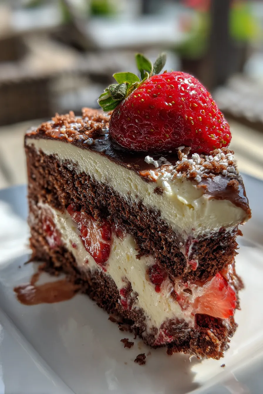 chocolate vanilla strawberry cake
