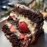 chocolate vanilla strawberry cake