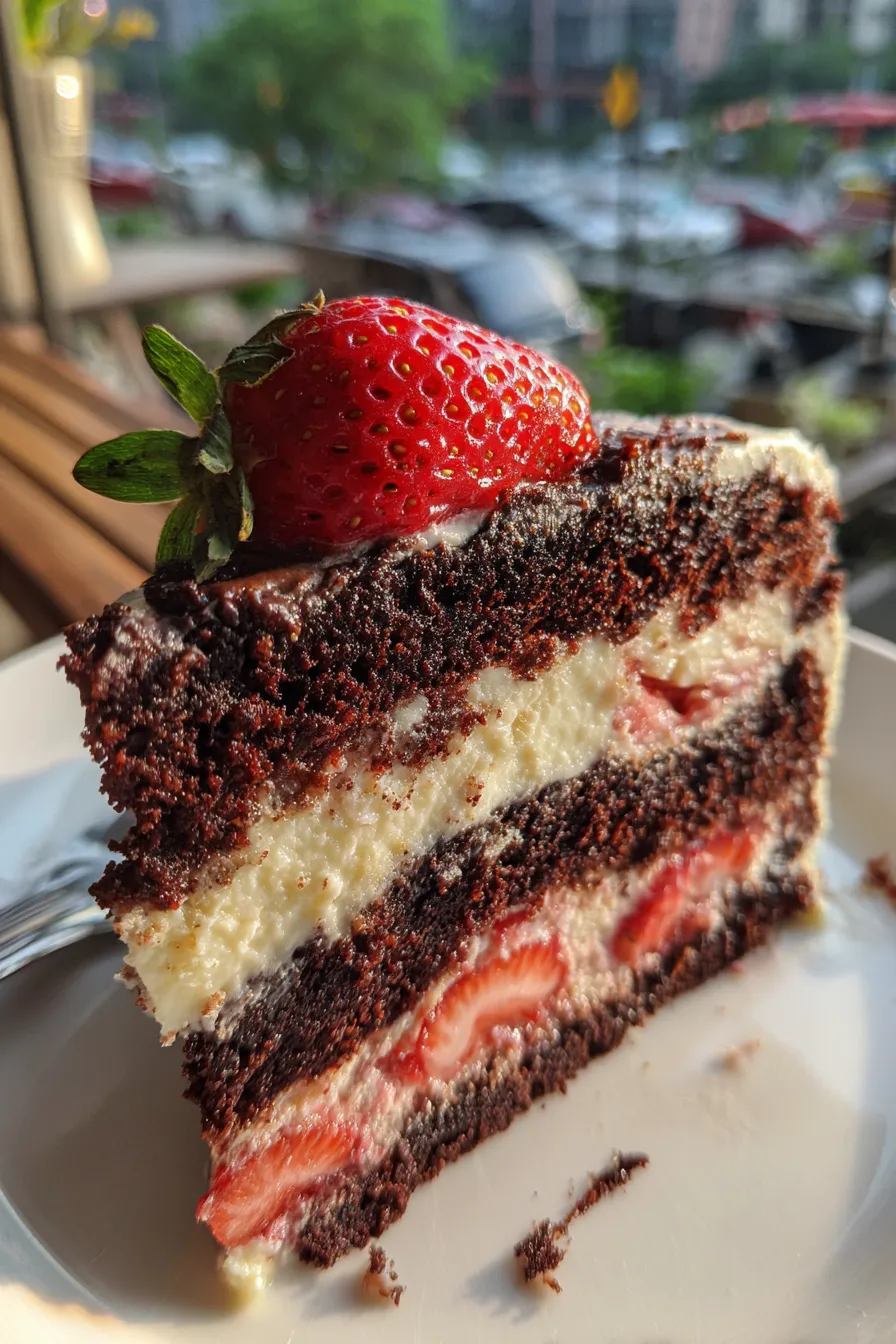 chocolate vanilla strawberry cake