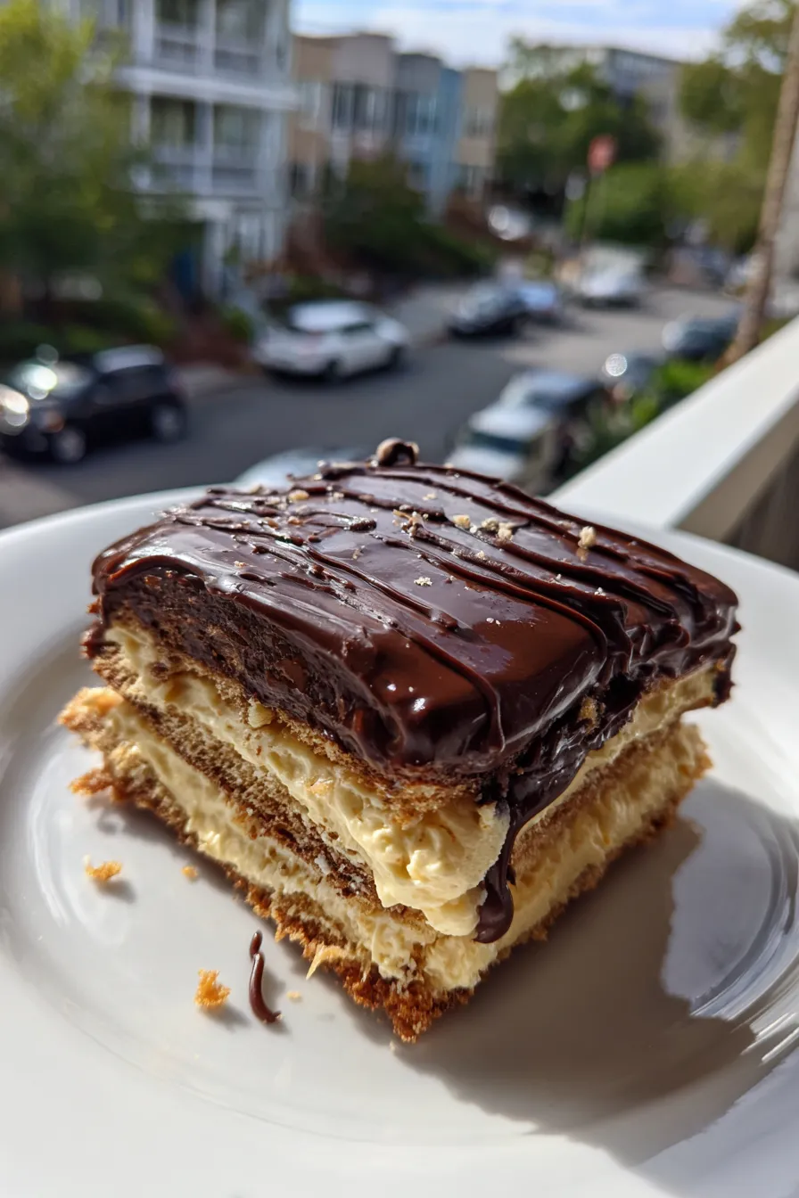 Eclair Cake with Chocolate Ganache Recipe Easy No-Bake Dessert