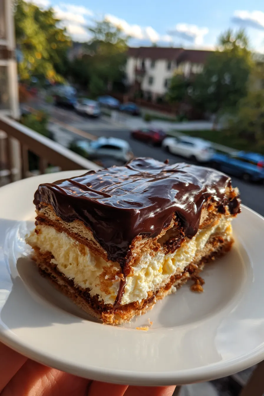 eclair cake with chocolate ganache
