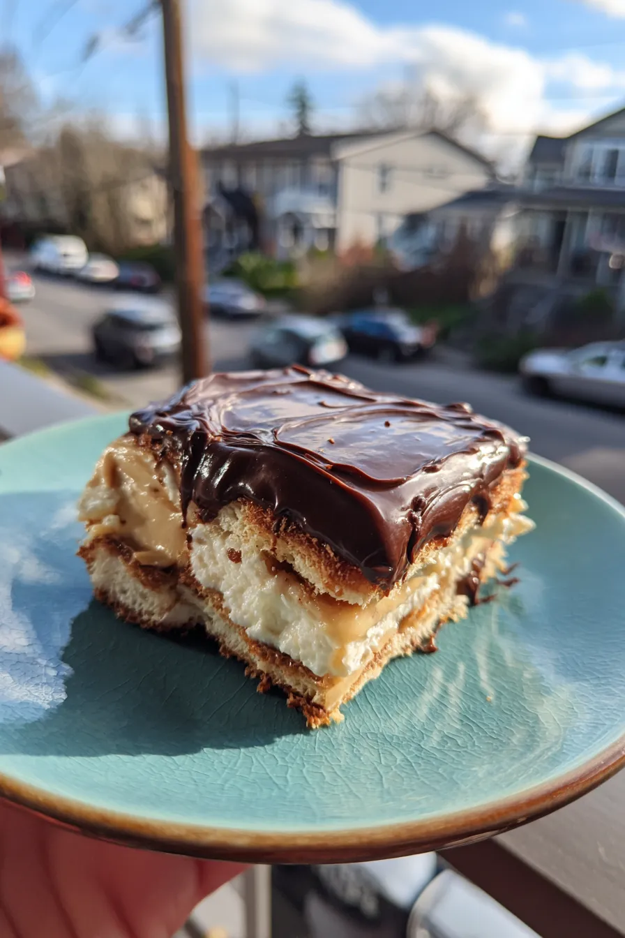 eclair cake with chocolate ganache