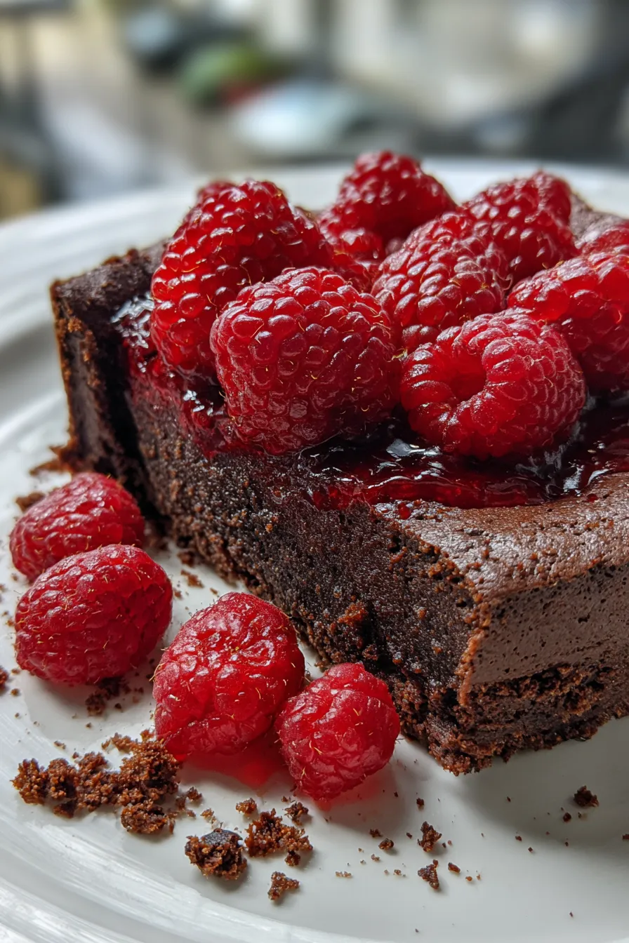 flourless chocolate cake with raspberry