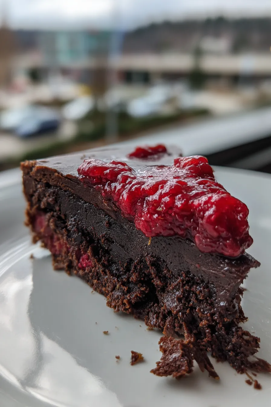 flourless chocolate cake with raspberry