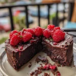 flourless chocolate cake with raspberry