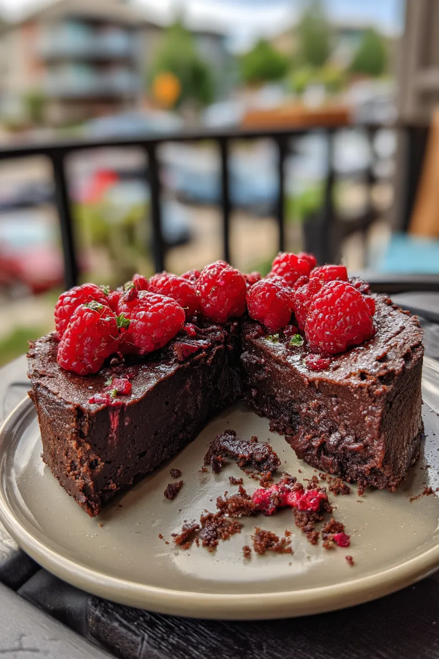 flourless chocolate cake with raspberry