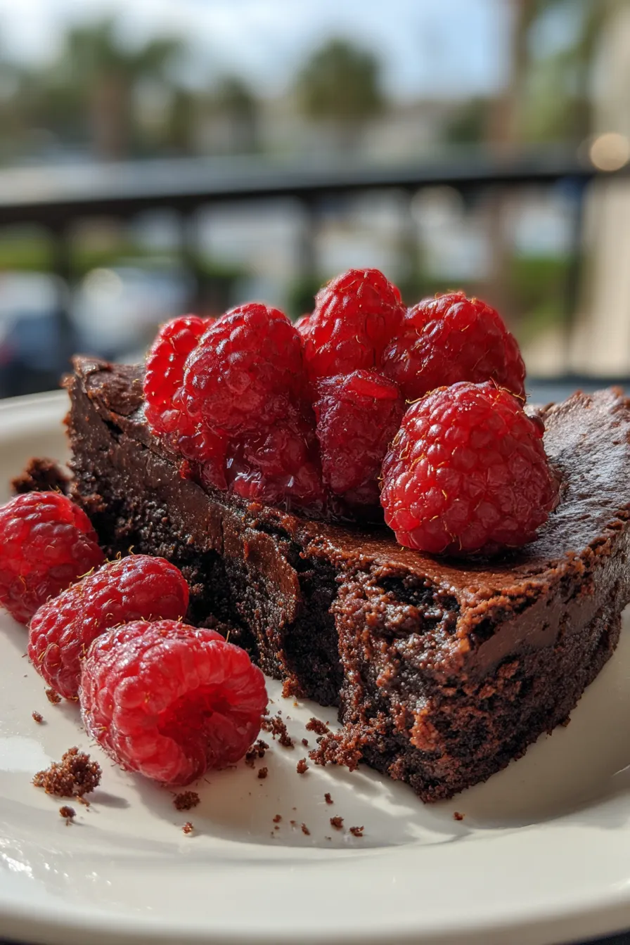 flourless chocolate cake with raspberry