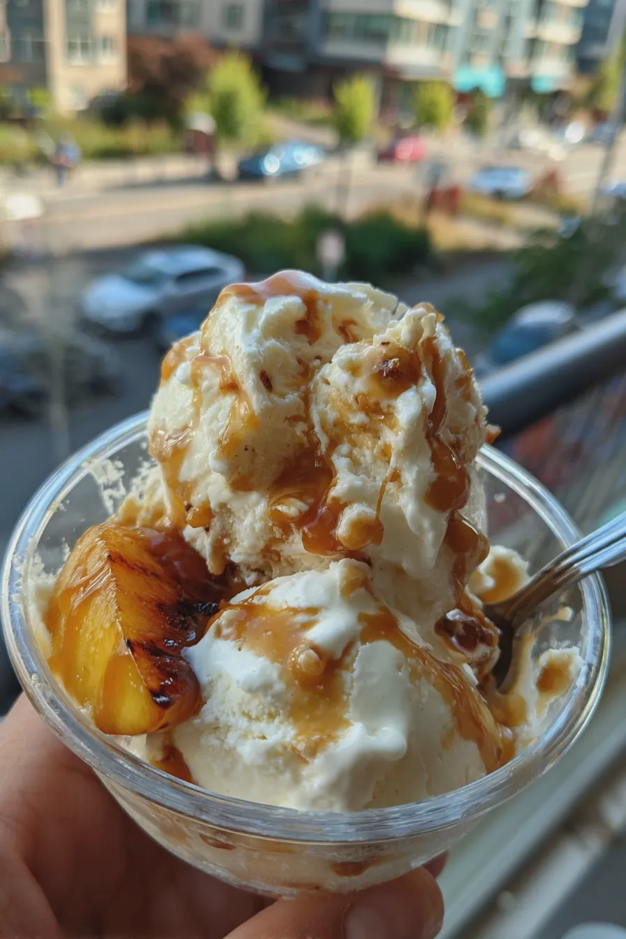 grilled peach sundae