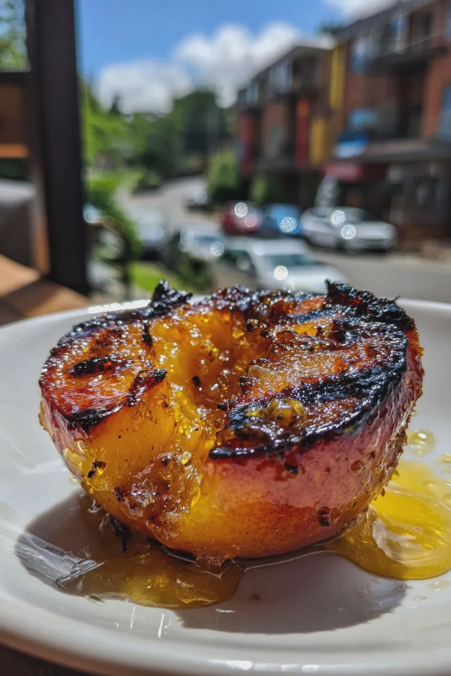 grilled peach with honey