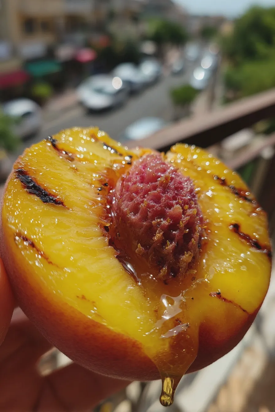 grilled peach with honey