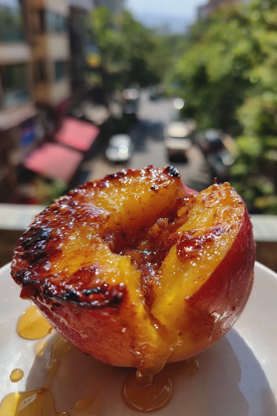 grilled peach with honey