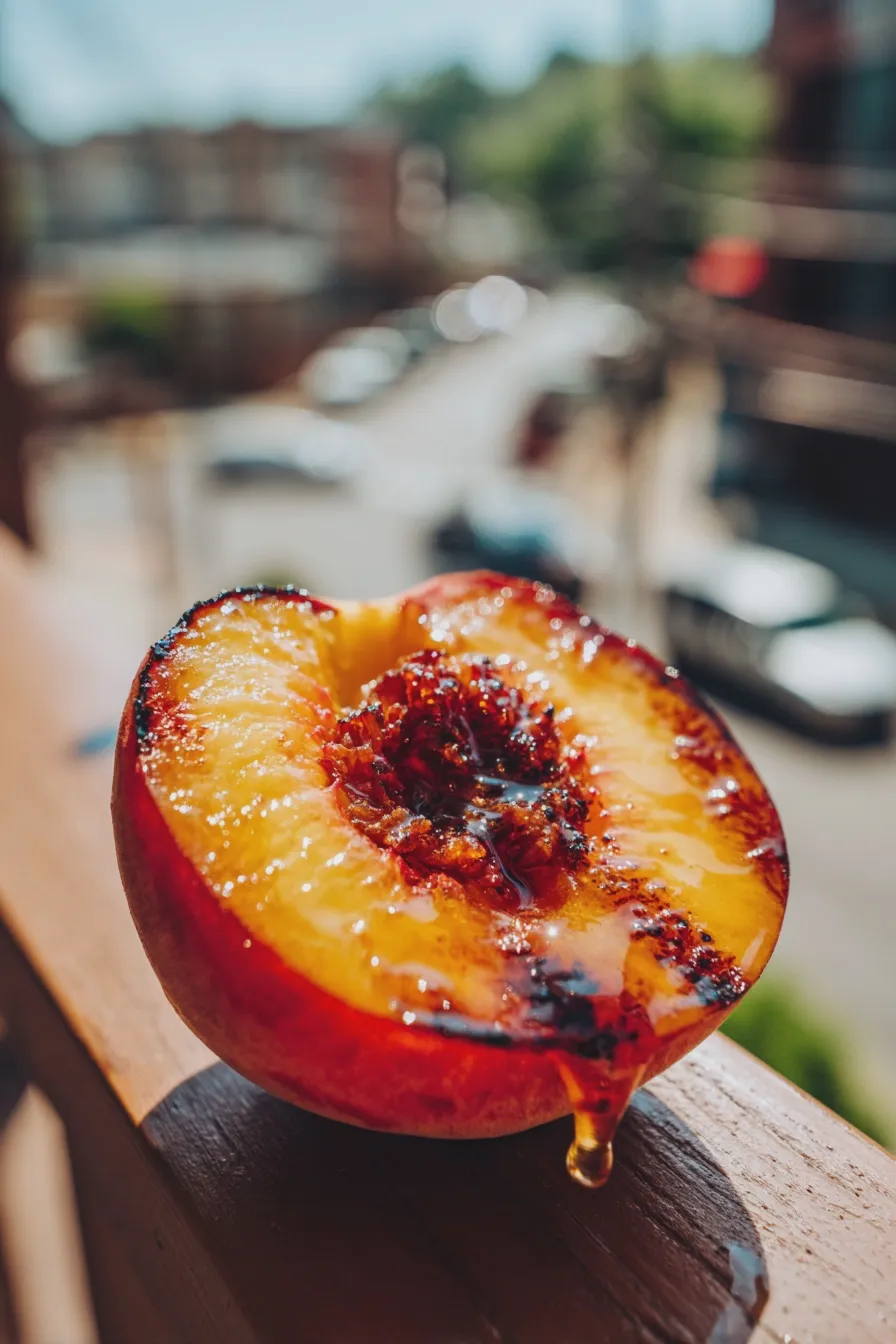 grilled peach with honey