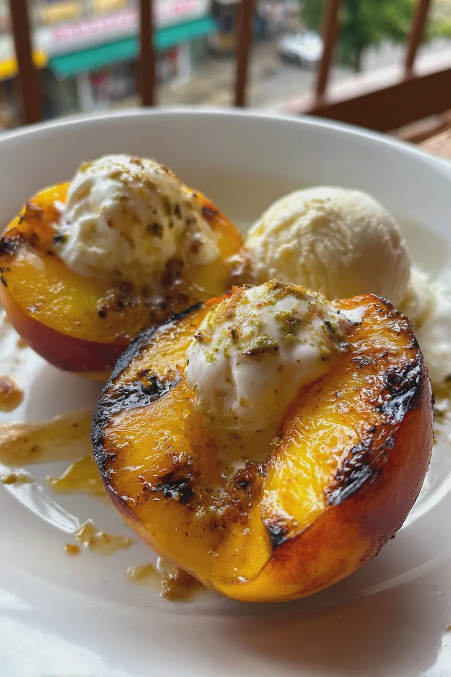 grilled peaches with ice cream