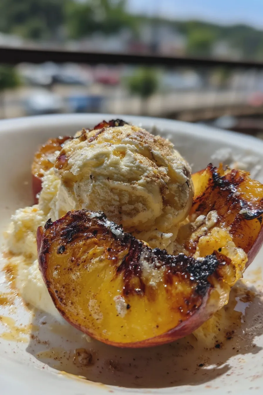 grilled peaches with ice cream