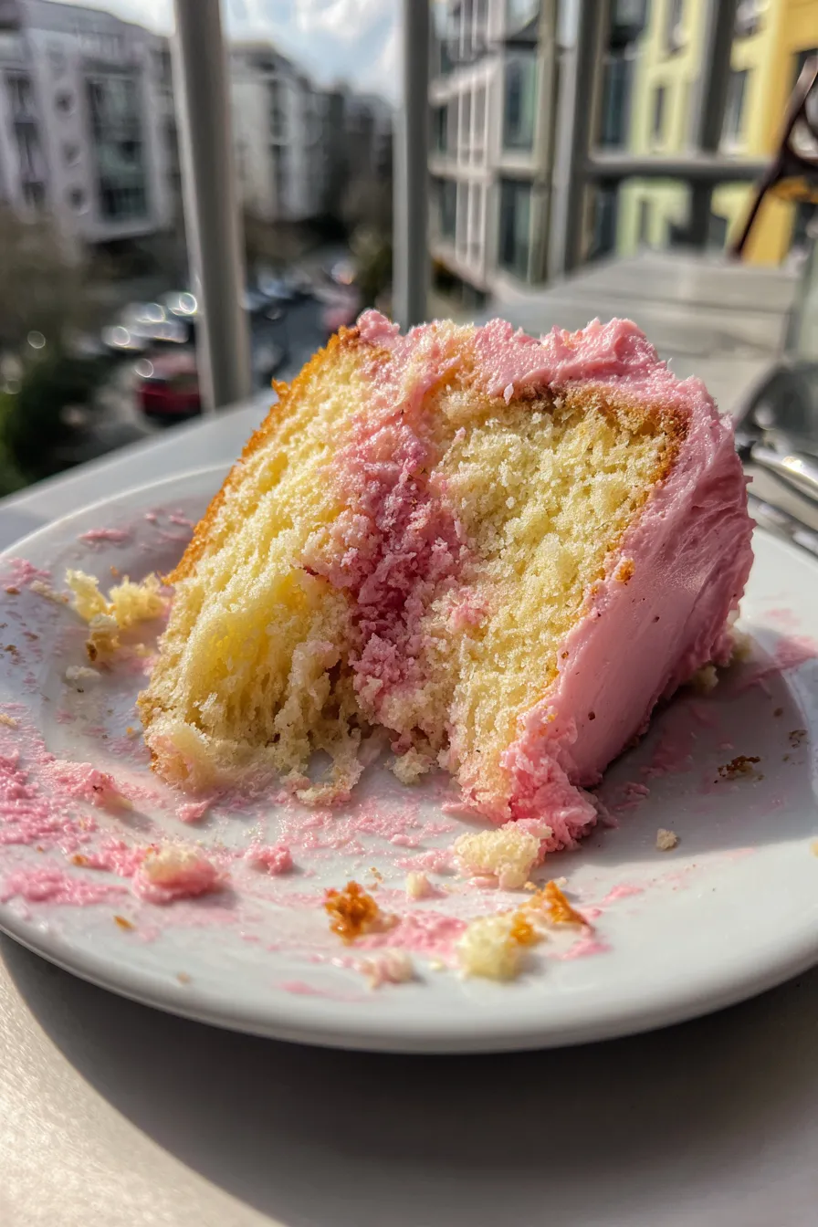 lemon cake with raspberry frosting