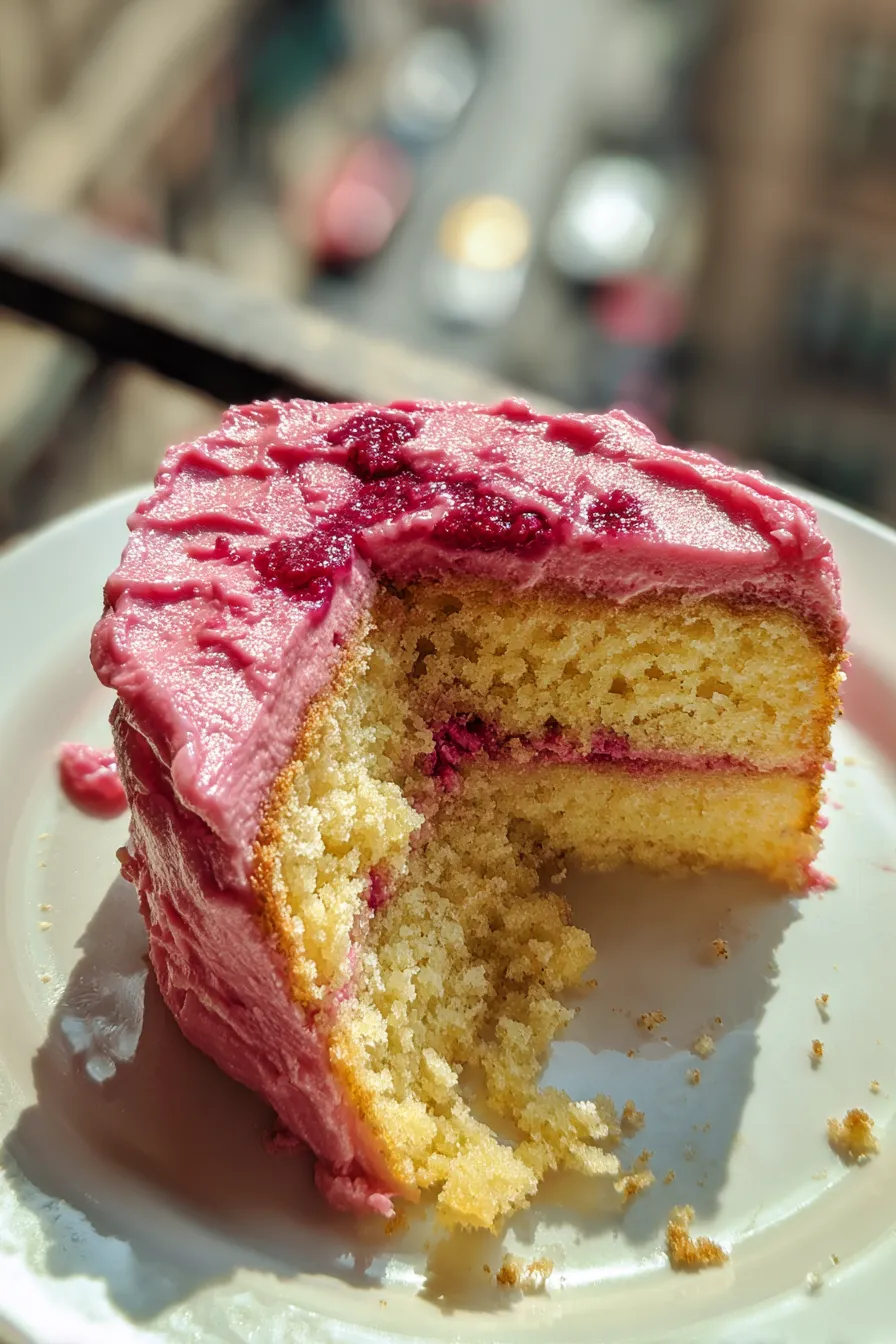 lemon cake with raspberry frosting