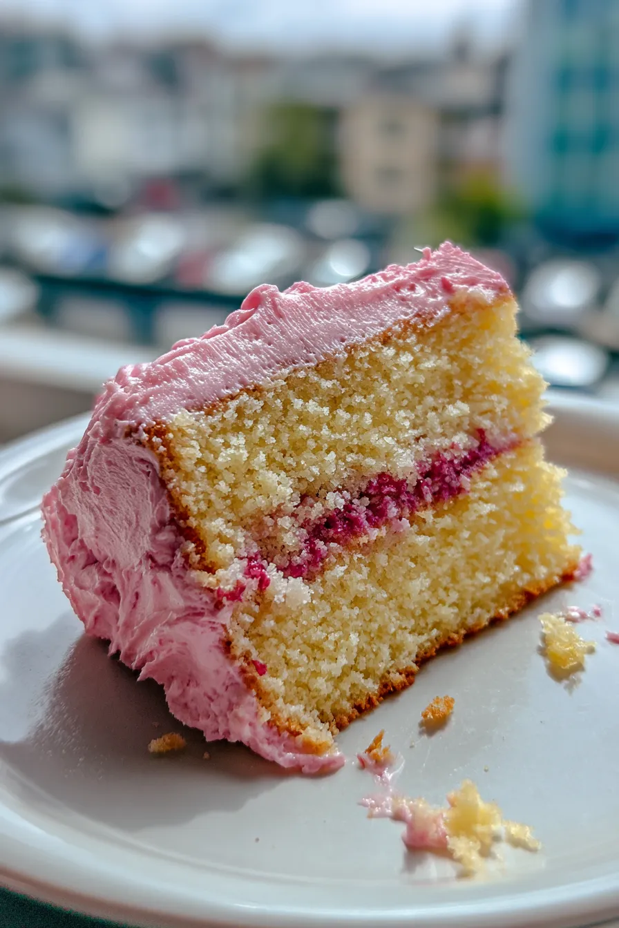 lemon cake with raspberry frosting