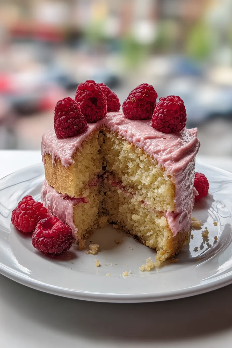 lemon cake with raspberry frosting