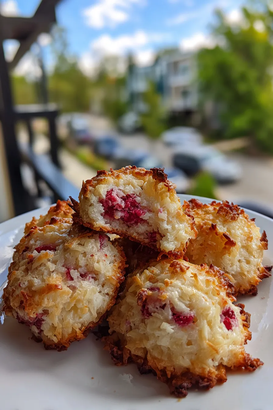 raspberry coconut macaroons