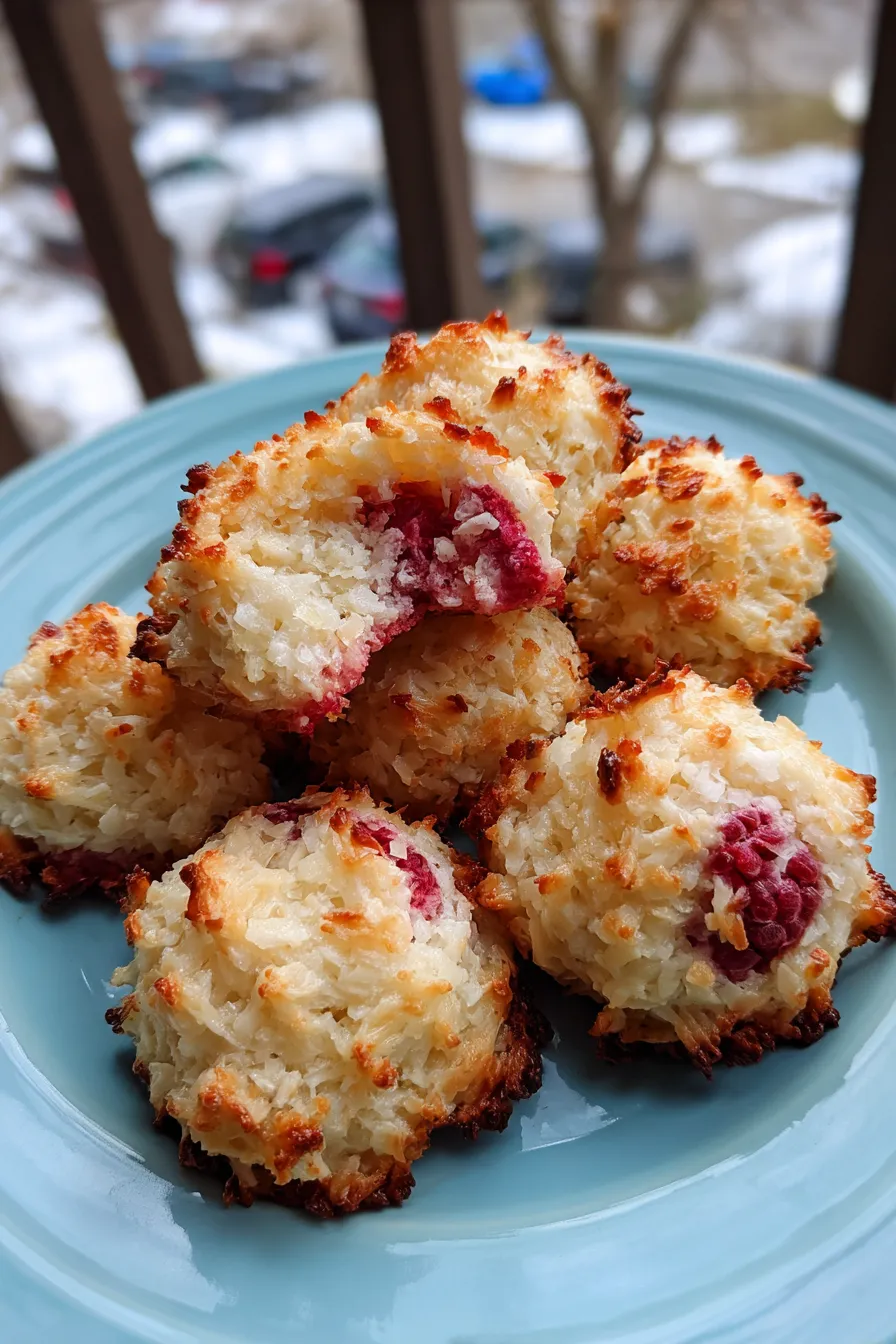 raspberry coconut macaroons