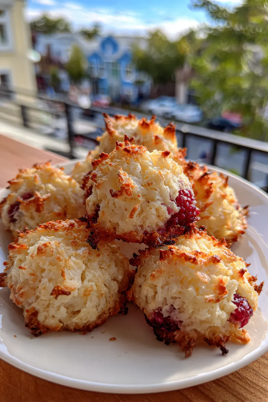 raspberry coconut macaroons