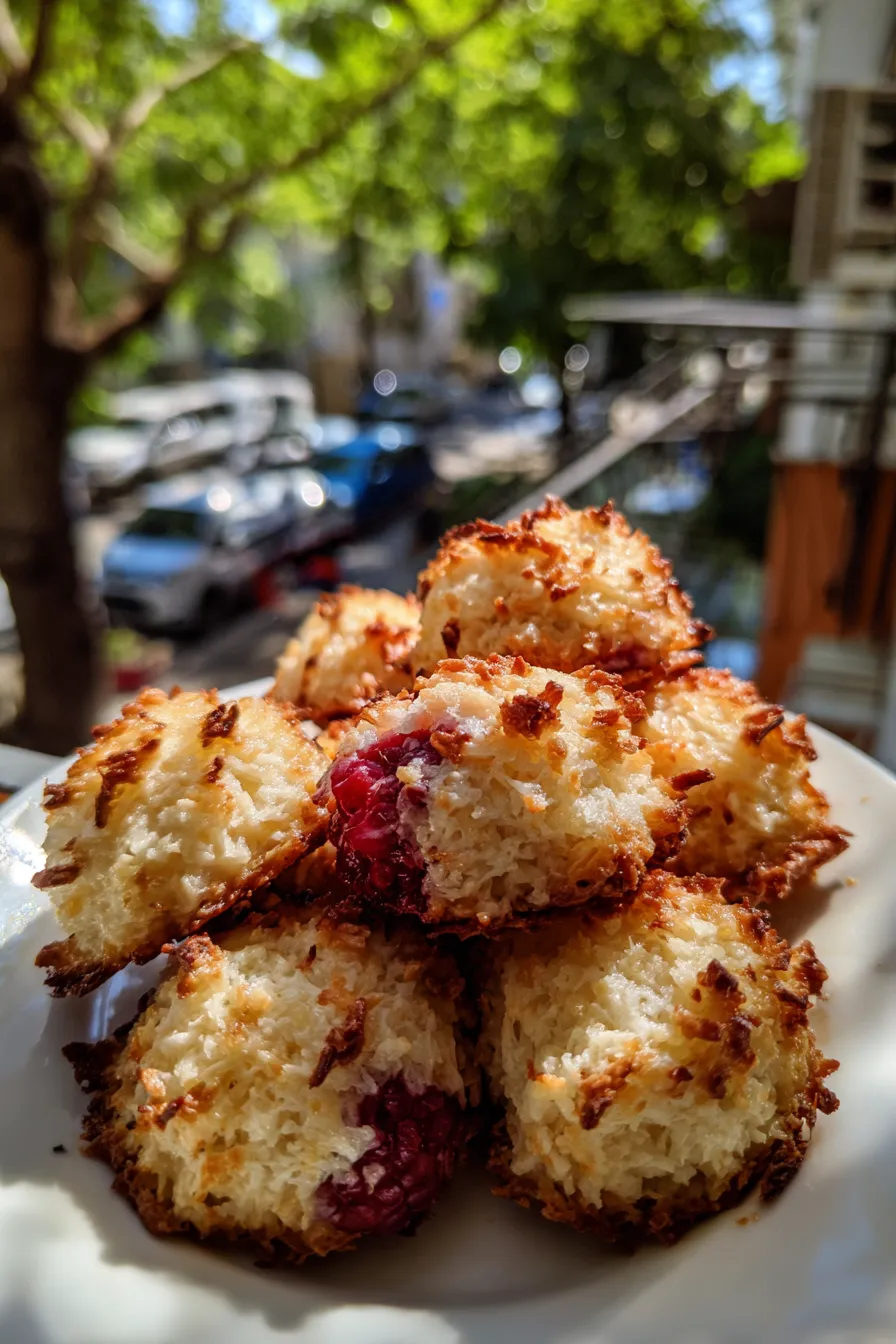 raspberry coconut macaroons
