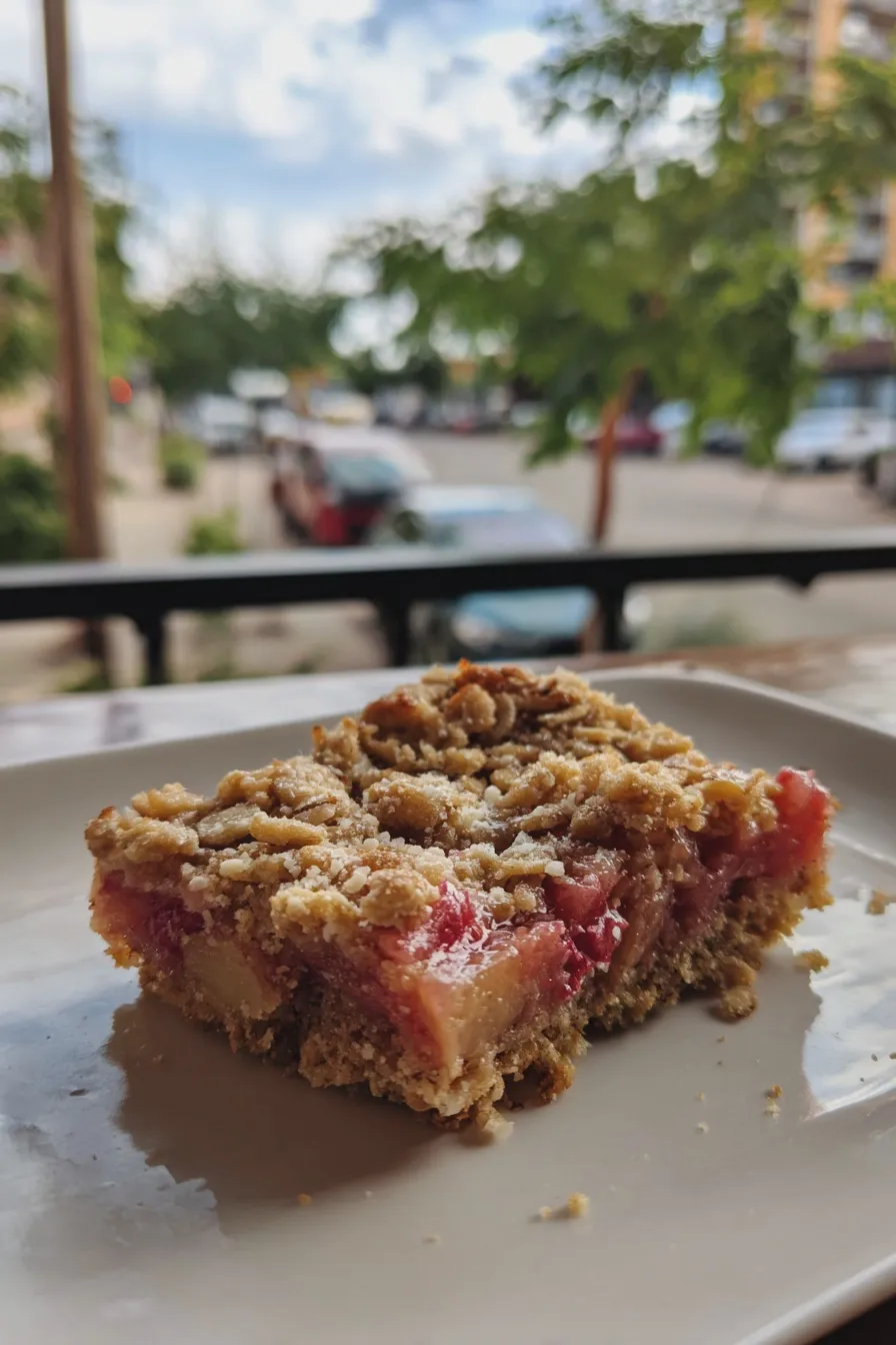 rhubarb bars with oat topping