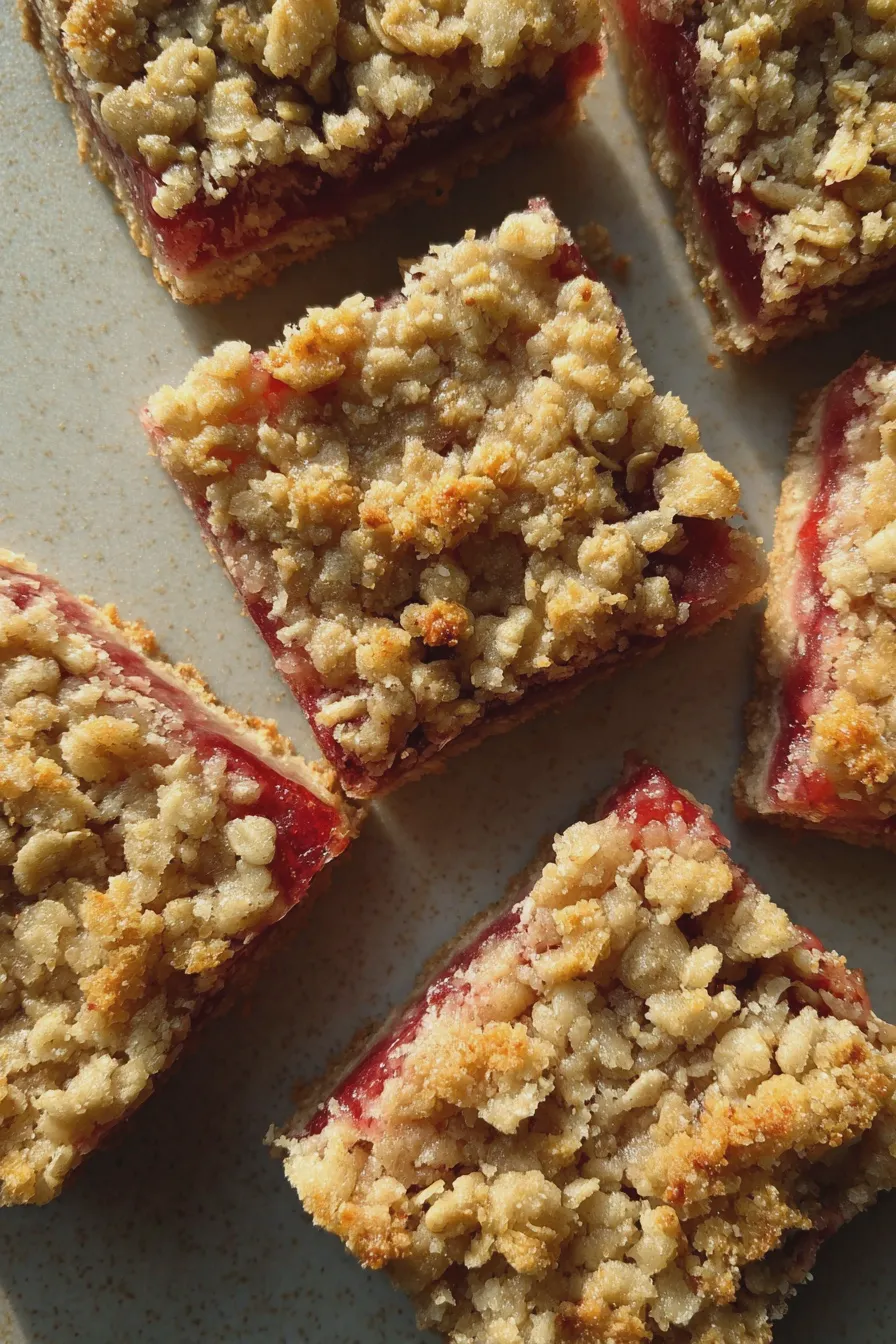 rhubarb bars with oat topping