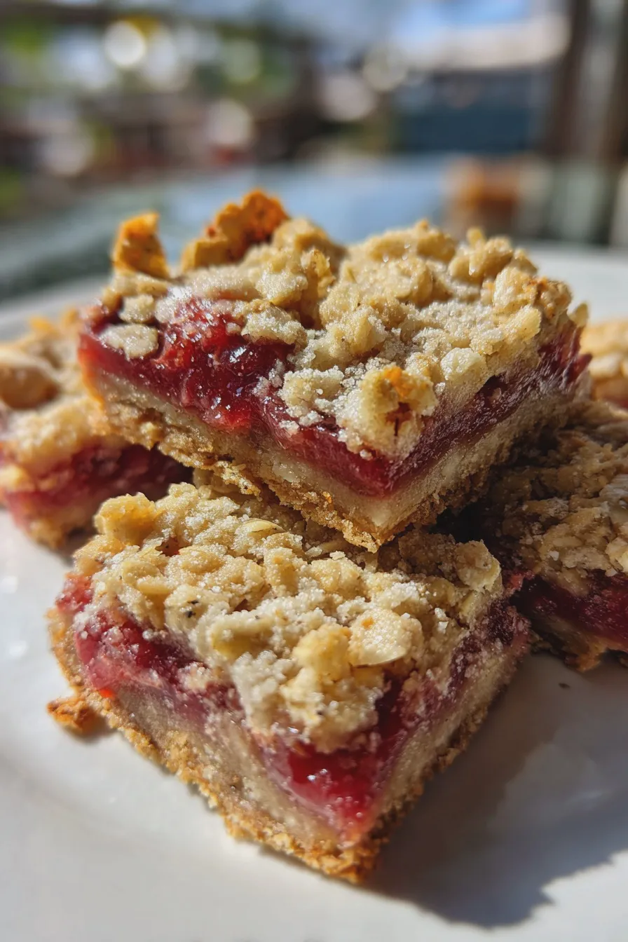 rhubarb bars with oat topping