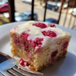 white chocolate raspberry poke cake