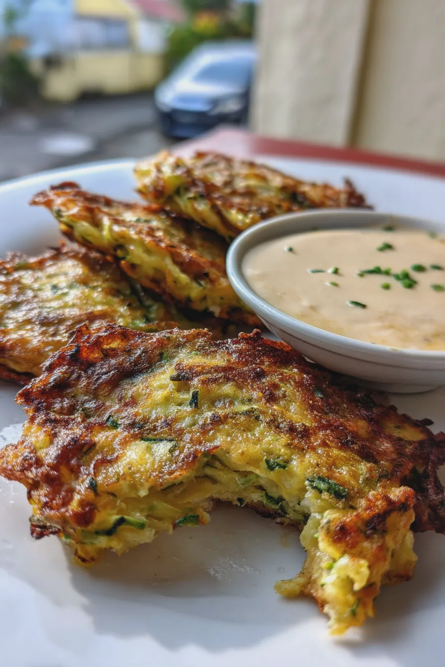 zucchini fritters with dipping sauce