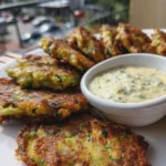 zucchini fritters with dipping sauce