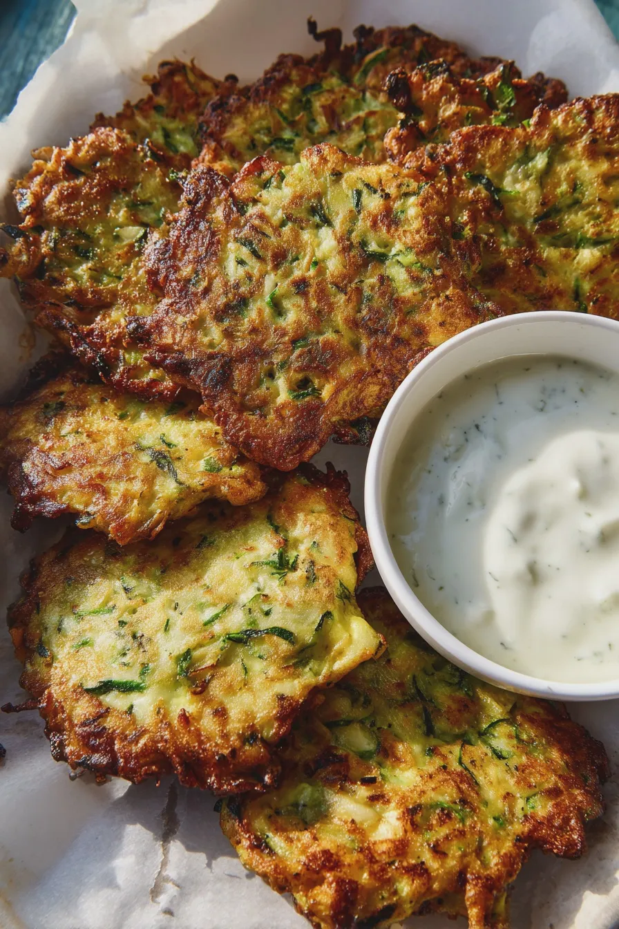 zucchini fritters with dipping sauce