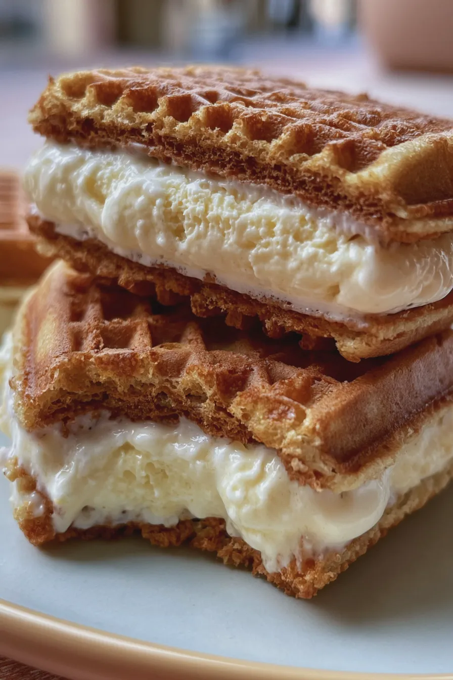 Waffle Ice Cream Sandwiches Easy Recipe 3 waffle ice cream