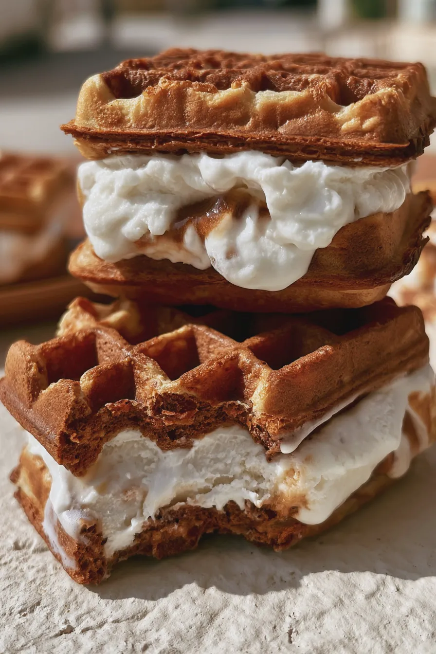 Waffle Ice Cream Sandwiches Easy Recipe 2 waffle ice cream