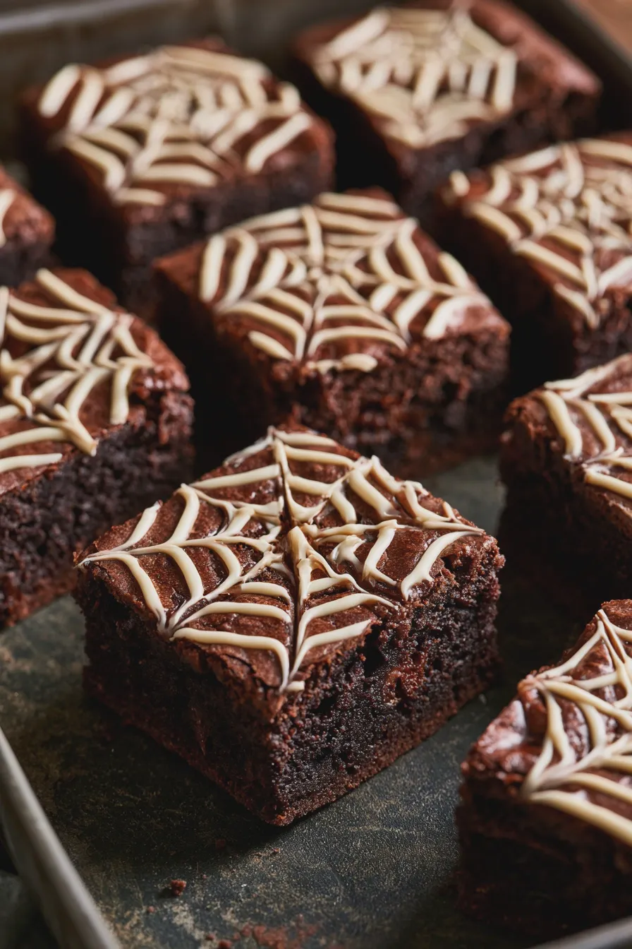 halloween party treats Easy Spiderweb Brownies