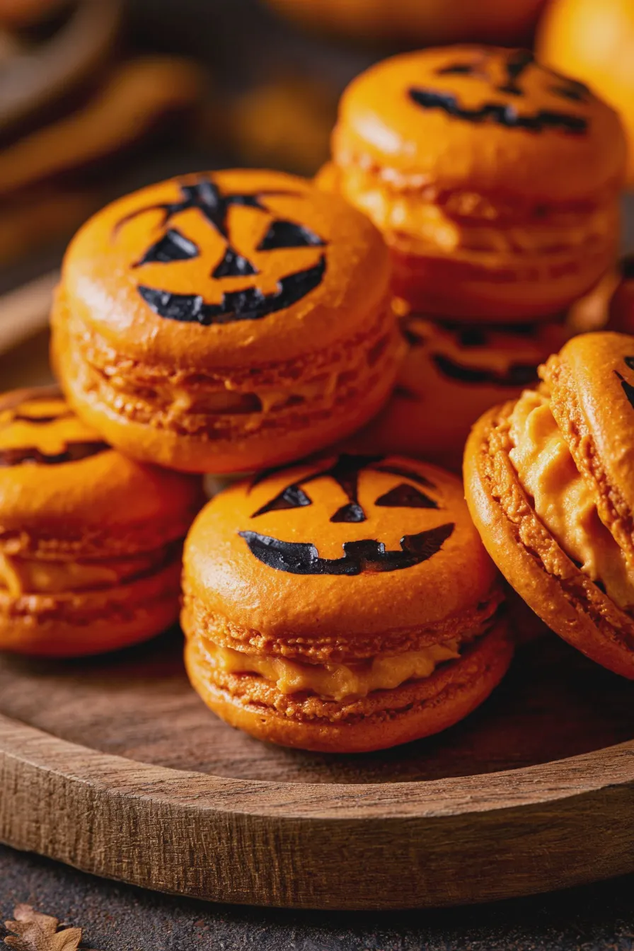 jack o lantern macarons