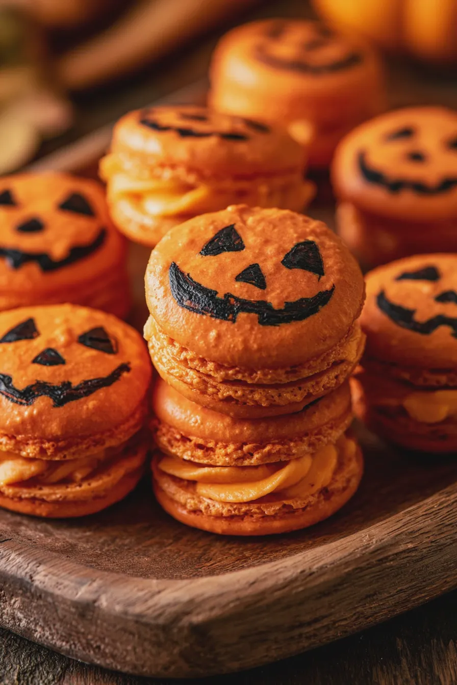 jack o lantern macarons